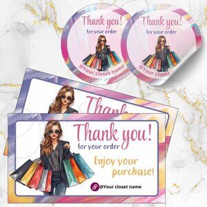 120 Pack Glam  Personalized Thank You Cards & Stickers